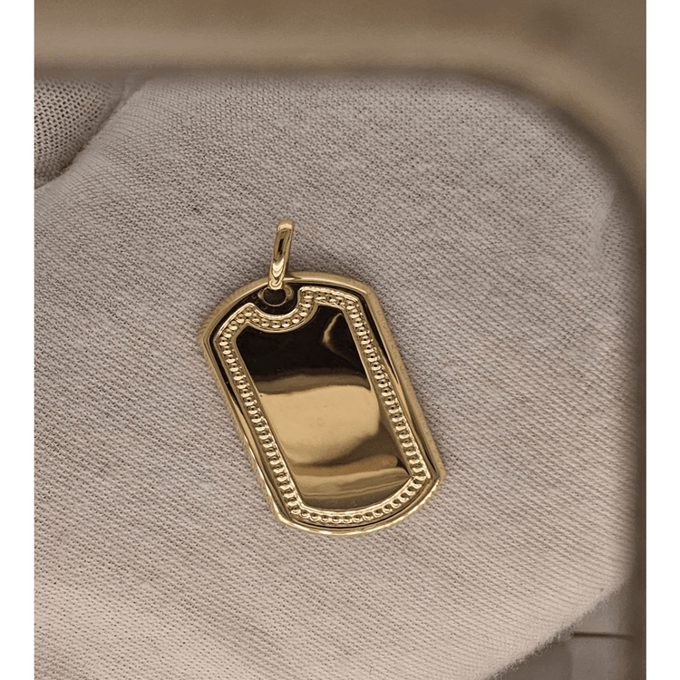 14K Yellow Gold Small Dog Tag ID Pendant