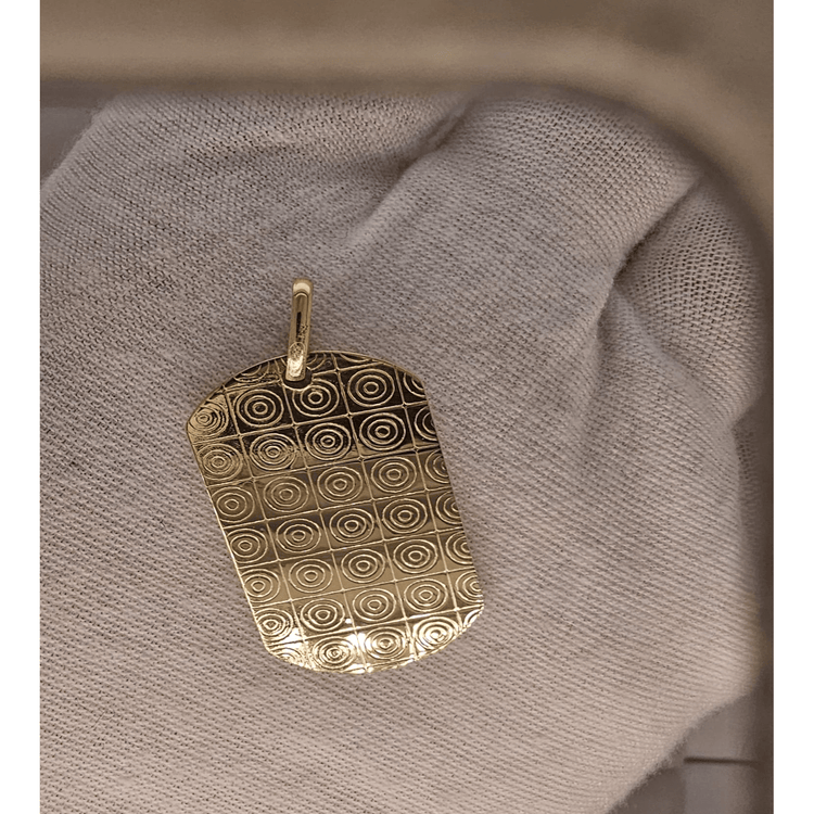 14K Yellow Gold Small Dog Tag ID Pendant