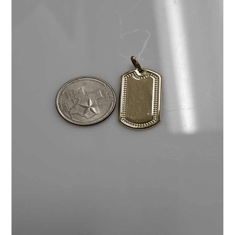 14K Yellow Gold Small Dog Tag ID Pendant