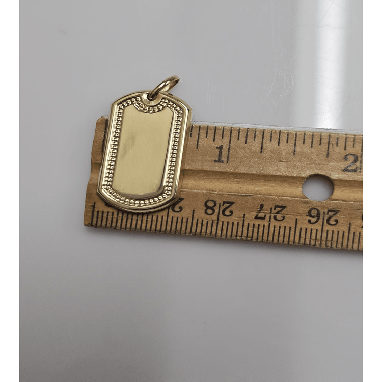 14K Yellow Gold Small Dog Tag ID Pendant