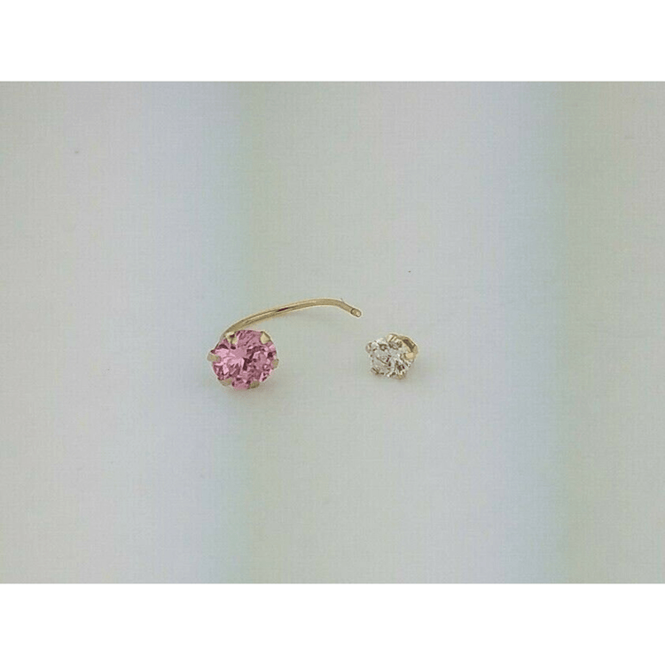 Small Pink Sapphire 0.10 CT Belly Navel Ring Body Piercing Jewelry 14k Yellow Gold Cubic Zirconia