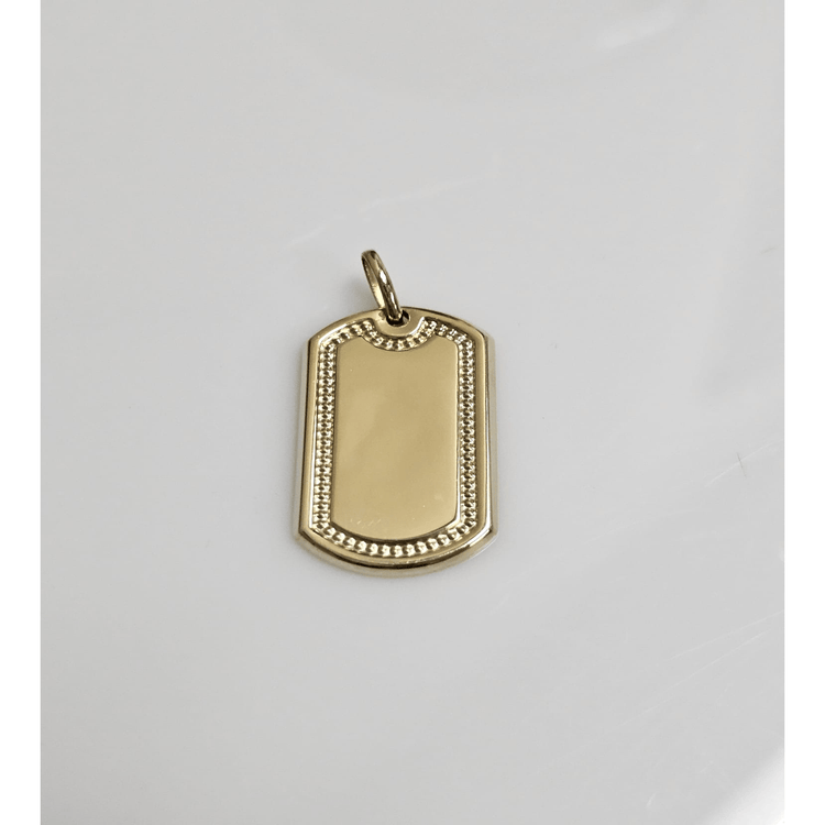 14K Yellow Gold Small Dog Tag ID Pendant