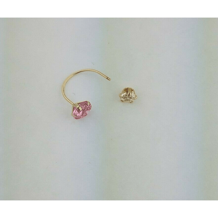 Small Pink Sapphire 0.10 CT Belly Navel Ring Body Piercing Jewelry 14k Yellow Gold Cubic Zirconia