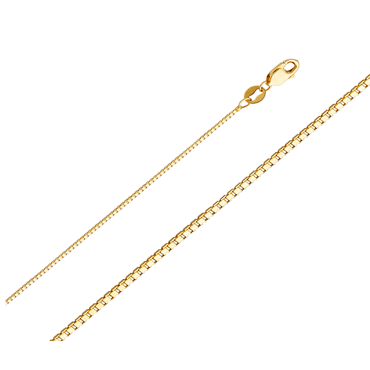 14k Yellow Gold 0.8mm Thick Box Necklace 24" Long for Men and Women