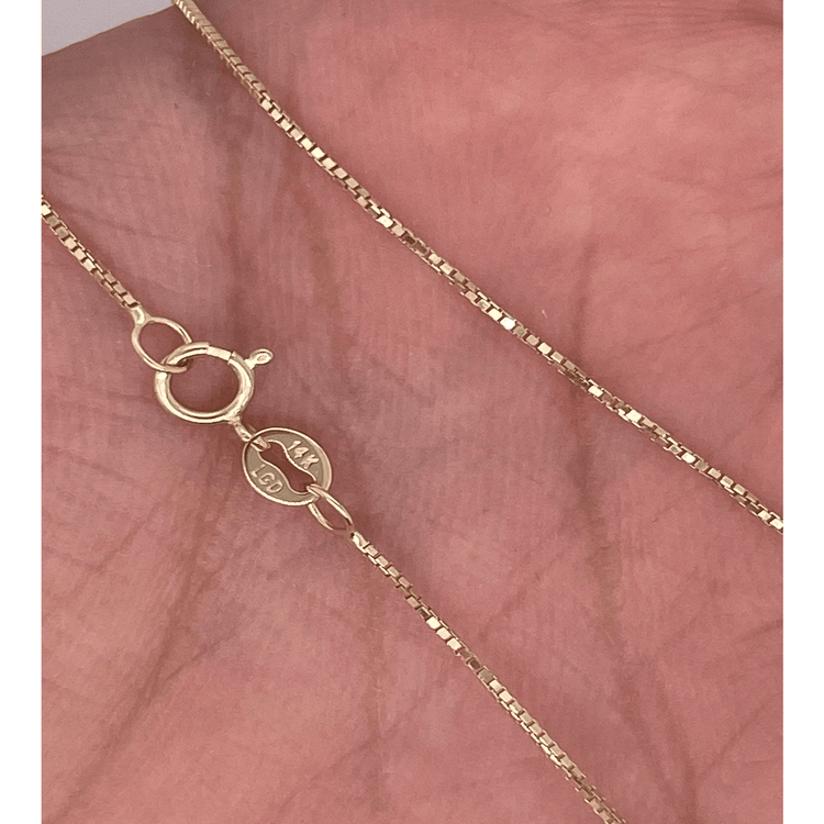 14K Yellow Gold Box 0.6 MM Delicate Dainty Chain Layered Necklace Simple Lightweight for Men and Women in 18 Inches