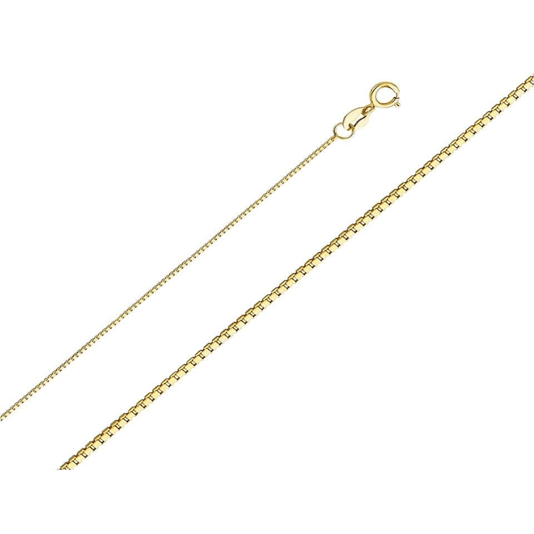 14K Yellow Gold Box 0.6 MM Delicate Dainty Chain Layered Necklace Simple Lightweight for Men and Women in 18 Inches