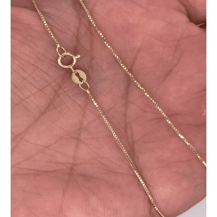 14K Yellow Gold Box 0.6 MM Delicate Dainty Chain Layered Necklace Simple Lightweight for Men and Women in 18 Inches