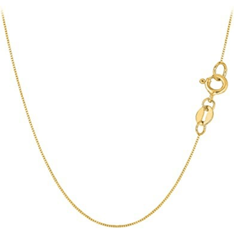 14K Yellow Gold Box 0.6 MM Delicate Dainty Chain Layered Necklace Simple Lightweight for Men and Women in 18 Inches