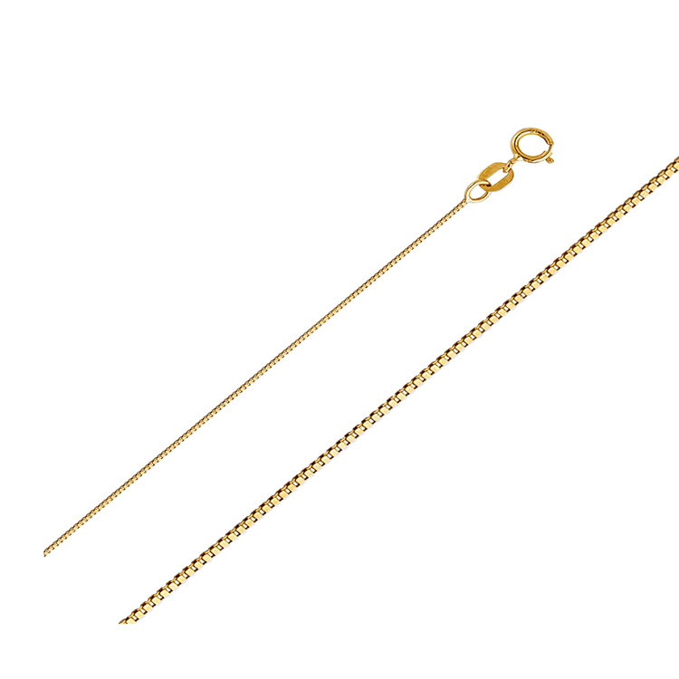 14K Yellow Gold Box 0.5 MM Delicate Dainty Chain Layered Necklace Simple Lightweight in 18 Inches