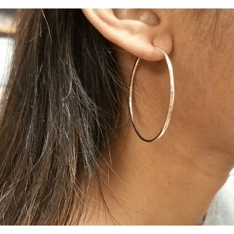 14k Yellow Gold 1.5MM Large Classic Endless Hoop Earrings 1.8 Inches 47MM