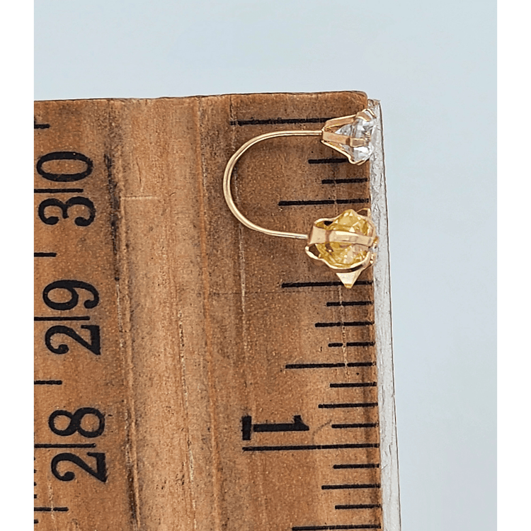 14K Yellow Gold Star Belly Ring, Small Dainy Navel Body Piercing Jewelry 0.10 CT Cubic Zirconia