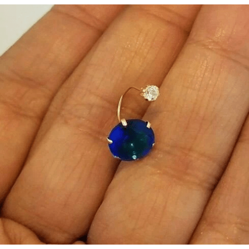 Blue Sapphire 0.10 CT Belly Navel Ring Body Piercing Jewelry 14k Yellow Gold Cubic Zirconia