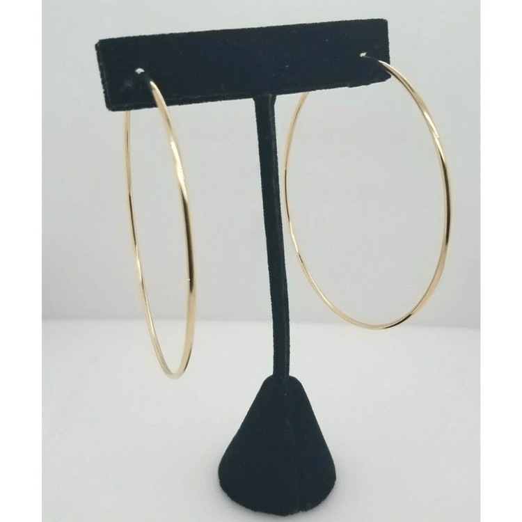 14k Yellow Gold1.5 MM Large Classic Endless Hoop Earrings 3 Inches 2.8 Grams