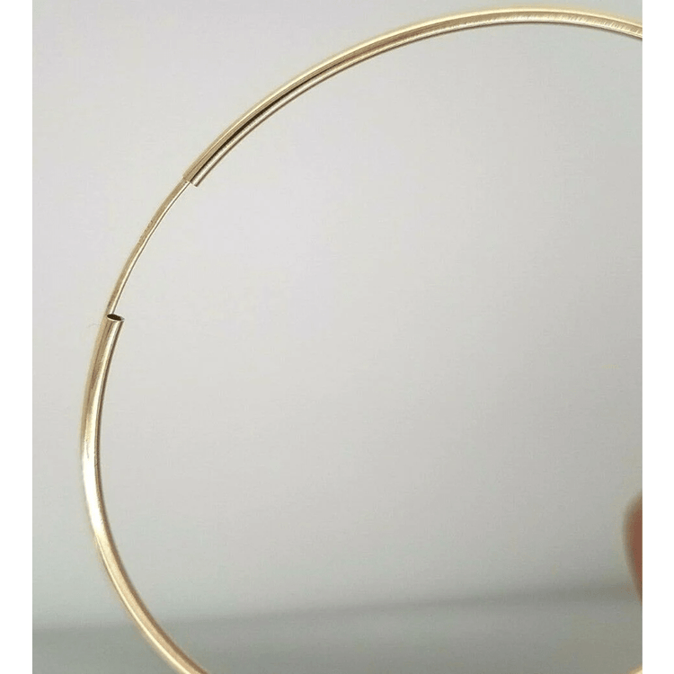 14k Yellow Gold1.5 MM Large Classic Endless Hoop Earrings 3 Inches 2.8 Grams