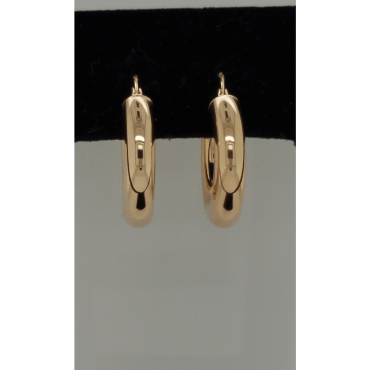 14k Yellow Gold 5MM Earrings Snap Closure Hoops 1 Inches 3.8 Grams