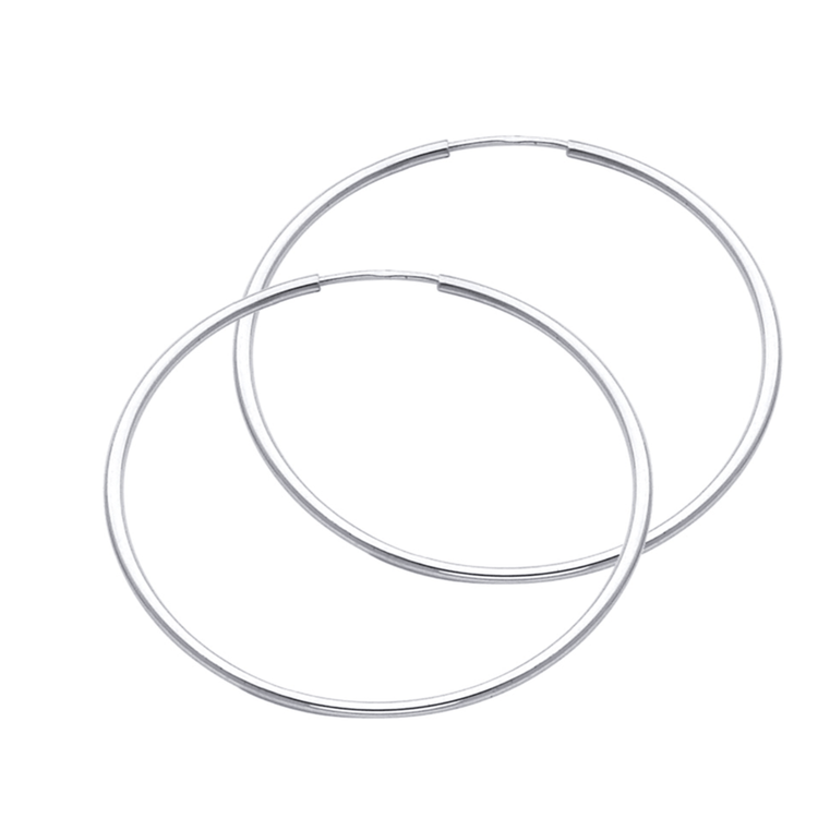 14KY 1.5mm Round Polished Endless Hoop Earrings 35mm