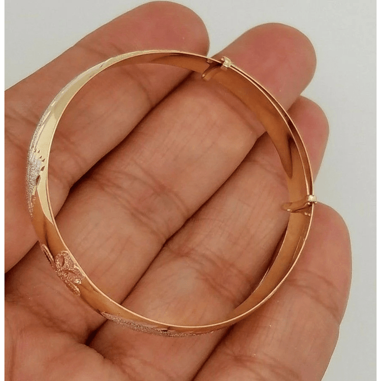 14K Yellow Gold Baby Bangle Bracelet 4" to 5.5" Adjustable Size 5 Grams Tri Color For Kids/Babies