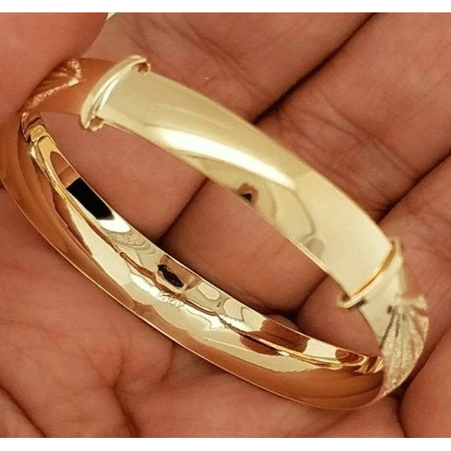 14K Yellow Gold Baby Bangle Bracelet 4" to 5.5" Adjustable Size 5 Grams Tri Color For Kids/Babies