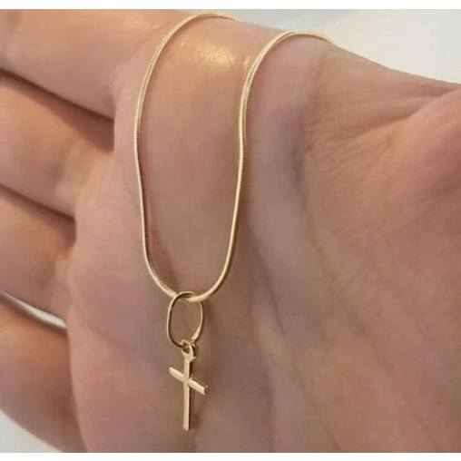 14K Yellow Gold Extra Small Cross Pendant Religious Charm