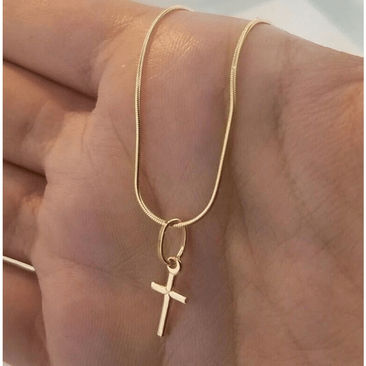 14K Yellow Gold Extra Small Cross Pendant Religious Charm