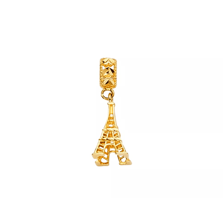 14K Yellow Gold Eiffel Tower Charm Small 3D Pendant