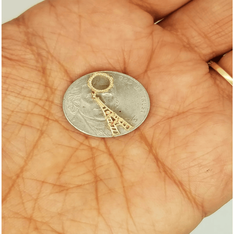 14K Yellow Gold Eiffel Tower Charm Small 3D Pendant