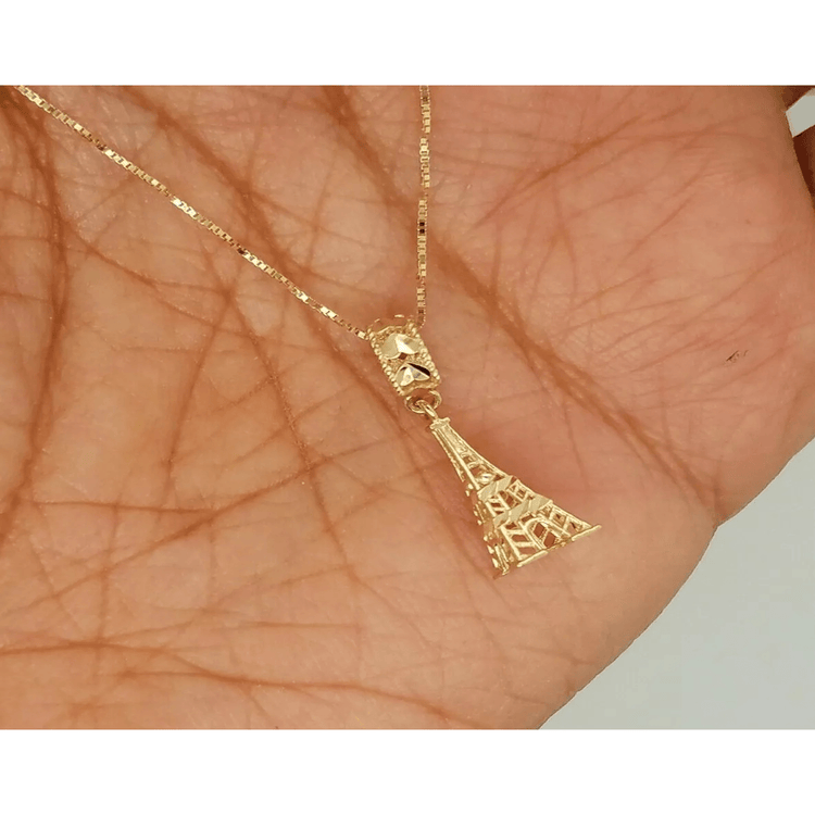 14K Yellow Gold Eiffel Tower Charm Small 3D Pendant